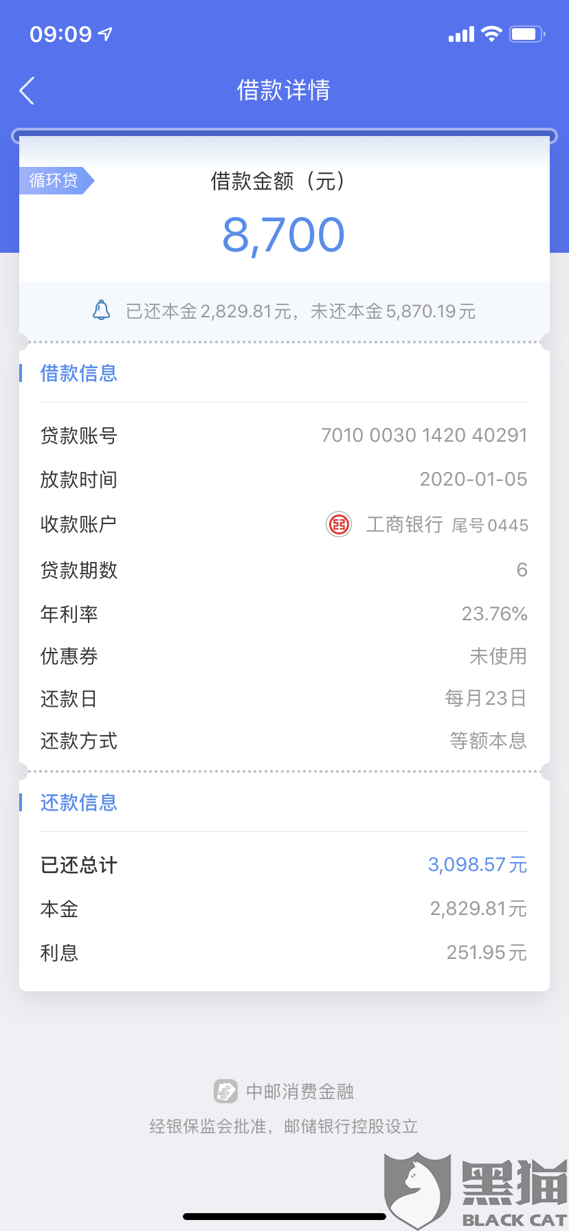 中邮消费金融晚还2天算逾期吗怎么办理还一天上征信吗？