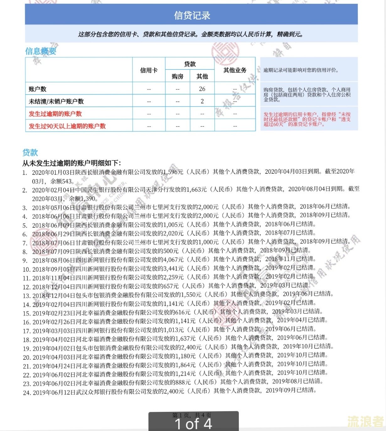 逾期一个月多久能恢复征信网贷记录信息？
