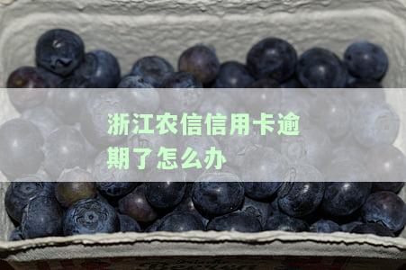 浙江农信信用卡逾期了怎么办