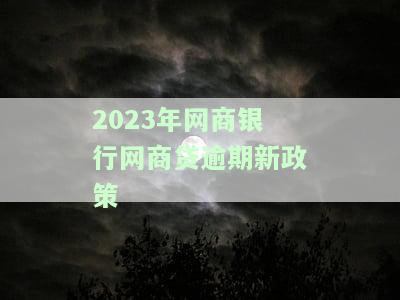 2023年网商银行网商贷逾期新政策