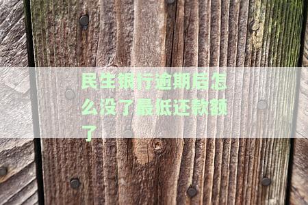 民生银行逾期后怎么没了最低还款额了