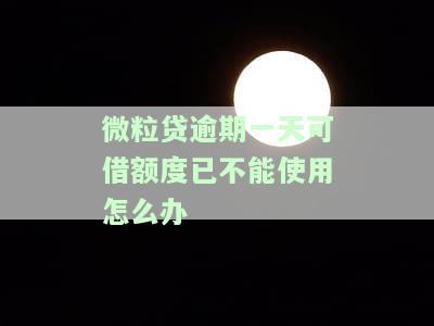 微粒贷逾期1天额度没了，怎么办？