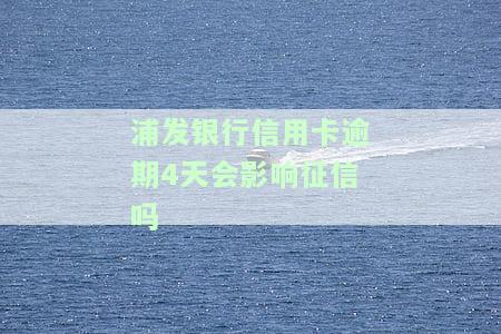 浦发银行逾期4天,马上还款是否影响征信记录