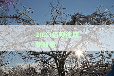 2023借呗逾期新政策