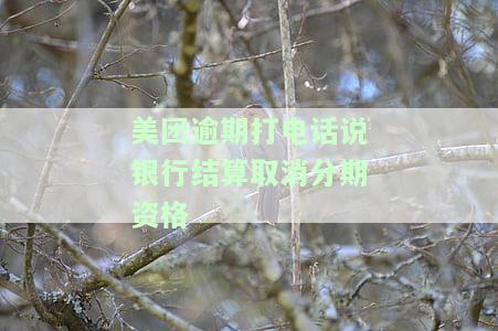 美团逾期打电话说银行结算取消分期资格