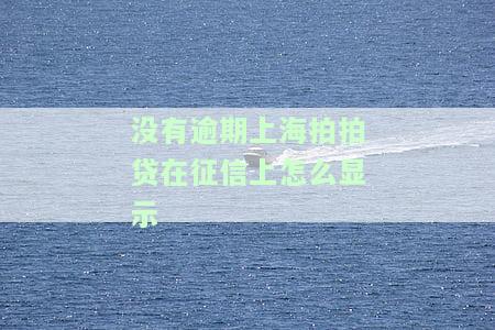 没有逾期上海拍拍贷在征信上怎么显示