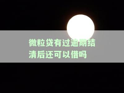 微粒贷有过逾期结清后还可以借吗