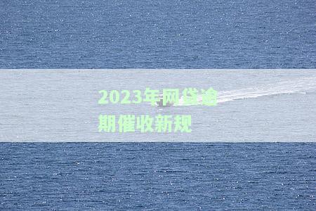 2023年网贷逾期催收新规