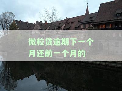 微粒贷逾期下一个月还前一个月的