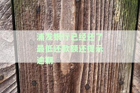 浦发银行已经还了最低还款额还提示逾期
