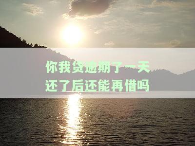 你我贷逾期一天还了后能否再次借款？安全性如何？