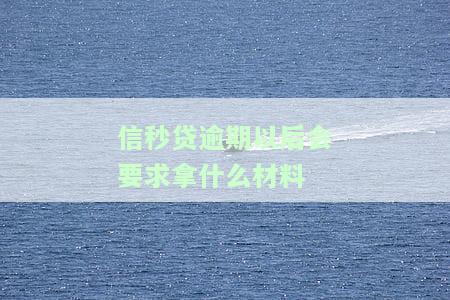信秒贷逾期以后会要求拿什么材料-信秒贷逾期以后会要求拿什么材料还款