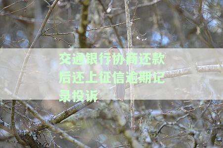 交通银行协商还款后还上征信逾期记录投诉