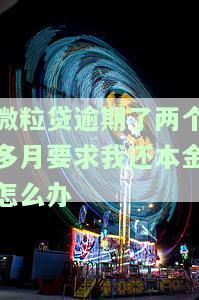 微粒贷逾期了两个多月要求我还本金怎么办