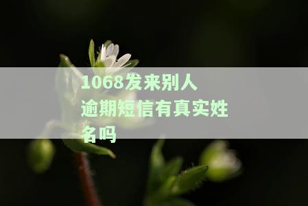 1068发来逾期短信，真实姓名曝光：如何处理？