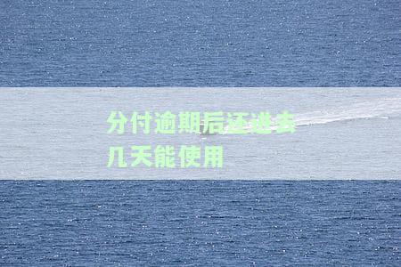 分付逾期后还进去几天能使用