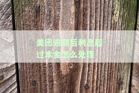 美团逾期后利息超过本金怎么处理-美团逾期后利息超过本金怎么处理呢