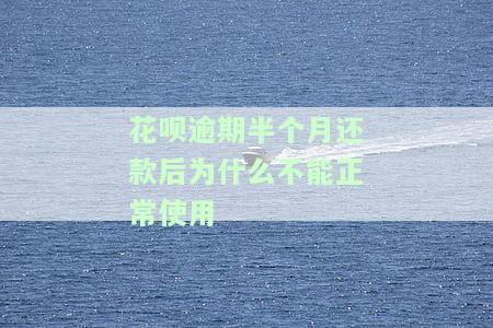 花呗逾期半个月还款后为什么无法正常使用？会影响征信吗？