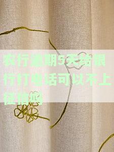 农行逾期5天后给银行打电话会影响征信吗？逾期4天打电话上征信吗？农业银行逾期3天打客服电话是否能避免上征信？