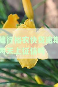 建行裕农快贷逾期两天会否上征信？有何影响？