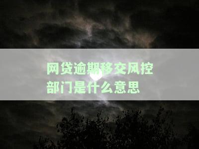 网贷逾期移交风控部门：含义、处理及影响全解析