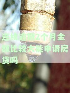 连续逾期2个月金额较大，还能申请房贷吗？