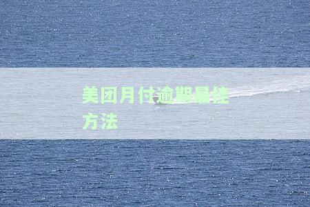 美团月付逾期最佳方法-美团月付逾期最佳方法是什么