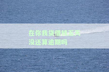 在你我贷借钱五天没还算逾期吗知乎，关于在你我贷借钱的逾期问题：五天未还是否算逾期？——知乎上的讨论