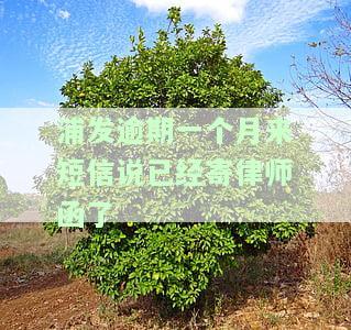 浦发逾期一个月来短信说已经寄律师函了