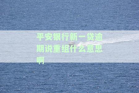 平安银行新一贷逾期说重组什么意思啊-平安银行新一贷逾期说重组什么意思啊
