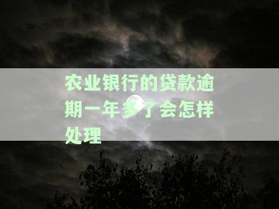 农业银行的贷款逾期一年多了会怎样处理-农业银行的贷款逾期一年多了会怎样处理呢