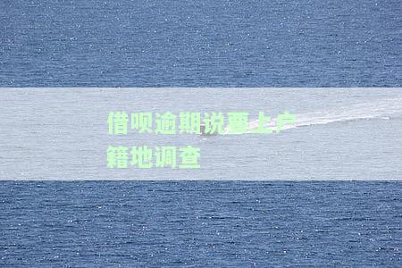 借呗逾期说要上户地调查说下午3点到，警惕！借呗逾期将被上户地调查，下午3点即将到达