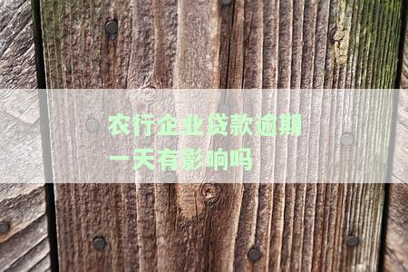 农行企业贷款逾期一天有影响吗知乎，农行企业贷款：逾期一天会有影响吗？——知乎用户分享经验与解答