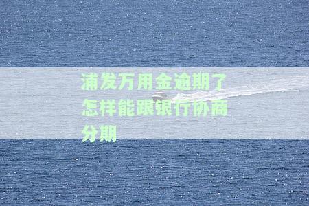 浦发万用金逾期了怎样能跟银行协商分期-浦发万用金逾期了怎样能跟银行协商分期还款