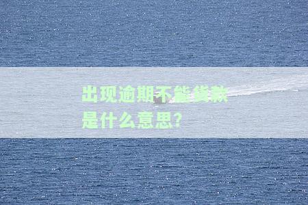 出现逾期不能货款是什么意思？