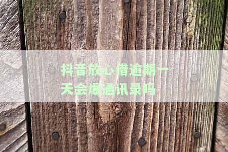 抖音放心借逾期一天会爆通讯录吗？安全风险大吗？