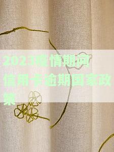 2023疫情期间信用卡逾期国家政策