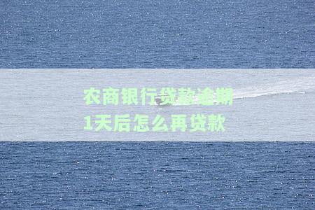 农商银行贷款逾期一天还能再贷款吗，农商银行贷款逾期一天是否影响再次申请贷款？