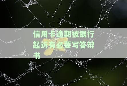 信用卡逾期被银行起诉有必要写答辩书-被信用卡起诉答辩状怎么写