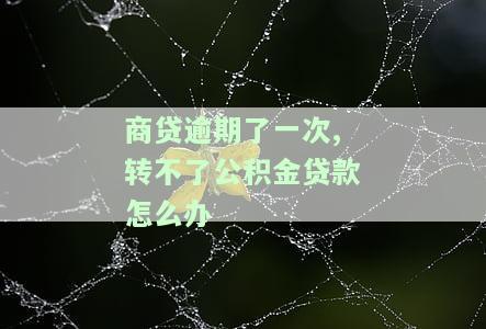 商贷逾期了一次,转不了公积金贷款怎么办，商贷逾期一次影响公积金贷款转接，如何解决？