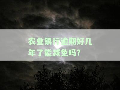 农业银行逾期好几年了，能否申请减免？怎么办理？