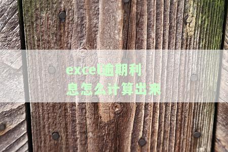 Excel逾期利息计算表：精确计算逾期罚息