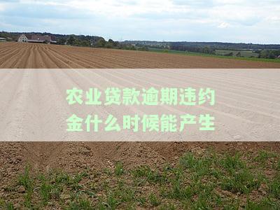 农业贷款逾期违约金什么时候能产生的，何时会产生农业贷款逾期违约金？