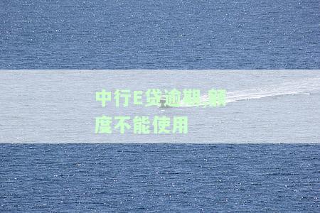 中行e贷逾期,额度不能使用了，警示：中行e贷逾期，额度将无法使用！