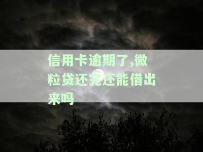信用卡逾期了,微粒贷还完还能借出来吗-信用卡逾期了微粒贷还完还能借出来吗
