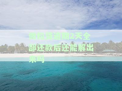 微粒贷逾期2天全部还款后还能解出来吗-微粒贷逾期2天全部还款后还能解出来吗安全吗