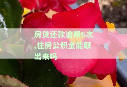 房贷还款逾期6次,住房公积金能取出来吗，房贷还款逾期6次，还能提取住房公积金吗？
