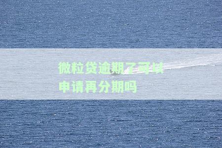 微粒贷逾期了可以申请再分期吗-微粒贷逾期了可以申请再分期吗安全吗