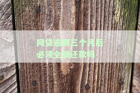 网贷逾期3个月后会产生什么影响？