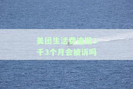美团生活费逾期3千3个月会被诉吗-美团生活费逾期3千3个月会被诉吗知乎